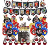 36 décorations de ballons d'anniversaire médiévales sur le thème des chevaliers grecs antiques pour enfants, bannière « Joyeux anniversaire », décorations pour gâteaux d'anniversaire