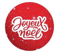 36 étiquettes cadeaux Ø 3,5 cm JOYEUX NOËL (rouge) autocollantes