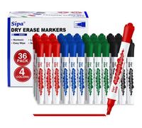 36 Feutre Tableau Blanc Effacable - Kit De 4 Couleurs Marqueurs À Pointe Biseautée 4 Mm Faible Odeur Idéal Pour ureau Enseignants Étudiants Fournitures Scolaires Essentielles