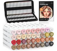 36 Feutres À Alcool De Couleurs Peau & Cheveux, Marqueur De Couleur De Peau À Double Pointe, Avec 1 Mélanger Et 1 Bloc De Marqueurs, Parfait Pour Portrait, Bandes Dessinées, Anime, Manga