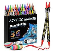 36 Pcs Feutre Acrylique Peinture stylo - Acrylic Paint Marker pour Bois, Toile, Verre, Céramique - Marqueur Peinture Acrylique à bas