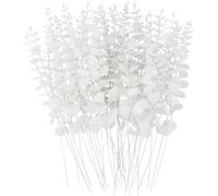36 PCS Les tiges d'eucalyptus blancs blancs eucalyptus artificiels feuilles de décoration branches fausses avec de fausses feuilles branches blanches pour déco 15 pouces tige faux pour vase bou