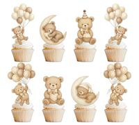 36 Pièces Décorations pour Cupcakes, Toppers Gâteau Oursons, Décorations de Gâteau Baby Shower, Anniversaire, Baptême, Gender Reveal Party, Accessoires Décoratifs pour Muffins, Cadeaux de fête