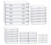 36 pièces, différentes tailles, en plastique, rectangulaires, transparentes, boîte de rangement, petits bacs en plastique avec couvercle à charnière pour les petites pièces, boîte de rangement pour le
