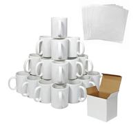 36 Tasses à Sublimation Blanches 325ml Recouvert En Polymère Vierges Grade AAA Céramique Personnalisé Presse à Chaud Boîte en Carton Lave-Vaisselle Micro-Ondes [5 Feuilles de Sublimation GRATUITS]
