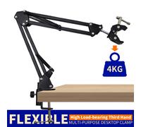 360 ° Support de mains d'aide rotatif pour pistolet thermique - Charge de 4 kg, support de soudure de PCB avec clip de bureau réglable Desktop clip