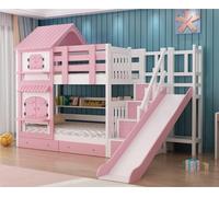 360Home Coloré lit superposé pour enfants avec toboggan lit de jeu Children bunk bed 1500x2000mm toboggans rose
