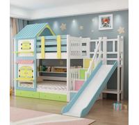 360Home Coloré lit superposé pour enfants avec toboggan lit de jeu Children bunk bed 1500x2000mm toboggans couleur