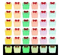 36pcs Mini Coffret Cadeau Résine, 6 Couleurs Miniatures Lumineuses Petites Décorations Noël Résine Petites Boîtes Cadeaux Forme Noud Mignon Adaptées Aux Fournitures Décoration Fête Noël