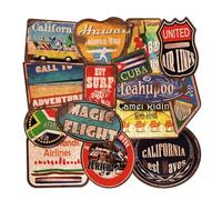 36PCS Vinyl Vintage Stamp Stickers Retro Travel Stickers Autocollant étanche pour les bagages Sticking Sticking, autocollants d'été, autocollants d'été