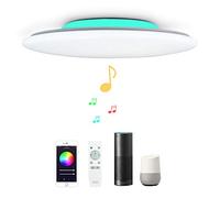 36W Φ40cm Étoilée Plafonnier Led Compatible Amazon Alexa Google Assistant Luminaire Wifi Intelligent Avec Musique Haut Parleur Bluetooth Telecommande Pou Chambre Reglable Dimmable Couleur Changeante