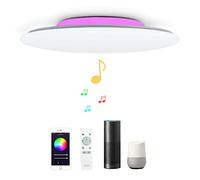 36W Φ40cm Plafonnier Led Compatible Amazon Alexa Google Assistant Luminaire Wifi Intelligent Avec Musique Haut Parleur Bluetooth Telecommande Pou Chambre Salon Reglable Dimmable Couleur Changeante