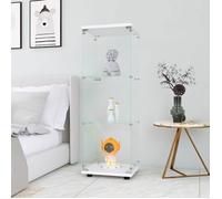 36x42x126 CM Vitrine en verre trempé blanc, 1 porte 3 couches armoire de collection transparente, adaptée au salon, salle à manger