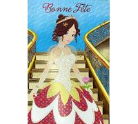 37-046-2 Carte de Vœux BONNE FÊTE Princesse Reine Châtain Robe de Bal Couronne Fleur Rose pour Fille Illustration Jeunesse avec Enveloppe Format 12x17,5cm Fêter un prénom Sainte Catherine 25 novembre