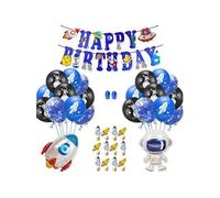 37PCS Décoration de Fête d'anniversaire VORMOR pour Enfants Bannière Ballon Latex - Thème Astronaute