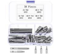38 Pcs Embouts de Vissage, Embout Torx Tournevis de Precision, T10 T15 T20 T25 T30 Bits, Embouts étoilé de Sécurité, Jeu d'embouts Torx à Tige Hexagonale 1/4"