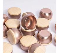 38 pièces/6 sets Bocaux de bougie de 2,5 oz en or rose avec couvercles en grain de bois, bocaux de bougie mate en or rose avec autocollants, mèches, supports de mèche - Contenants vides portables conv