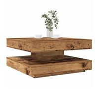 （3840929)Table basse de salon - Scandinave - rotative à 360 degrés vieux bois 70x70x34,5 cm