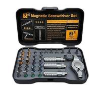 39 Piece Magnetic Precision Screwdriver Set With Ratchet Handle | S2+CRV Bits Aluminum Alloy 16x9.3x3.6cm 369g | Portable Tool Kit For Furniture Electronics Bicycle Repair