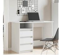 [39265]Bureau avec stockage - Table de travail pour les pros/étudiants - blanc 102x50x75 cm bois d'ingénierie,Poids:28.6 Kg
