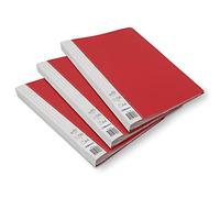 3A Lot de 3 Protèges Documents A4, 120 Vues, 60 Pochettes transparentes grainées, Couverture Premium en Polypropylène Opaque, Tranche personnalisable, Rouge