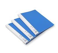 3A Lot de 3 Protèges Documents A4 160 Vues Premium en Polypropylène Opaque personnalisable - 80 Pochettes transparentes - Couverture Bleu