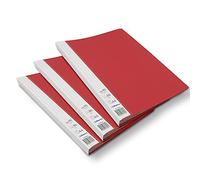 3A Lot de 3 Protèges Documents A4 80 Vues Premium en Polypropylène Opaque personnalisable - 40 Pochettes transparentes - Couverture Rouge
