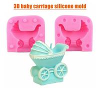 3d Bébé Poussette Silicone Moule Pour Gâteau Décoration Bricolage Savon Bougie Artisanat Fondant Faisant Outil H88f