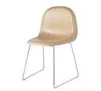 3D Chaise Chêne - Sledge Base Acier - Patins en feutre Gubi - 5715015972581