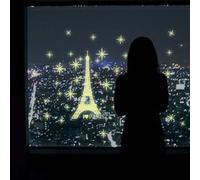 3D fluorescent étoiles lumineuses J'aime Paris Tour Autocollant mural Fond Autocollant créatif et utile Durabilité