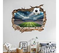 3D Football Sticker Mural, Autocollant Mural Amovible pour Chambre d’Enfant Garçon Fille, Décoration Murale Sport Chambre Ado Salon, Cadeau Déco