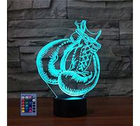 3D Gant de Boxe LED Lampe Art Déco Lampe LED Décoration Lumière Contrôle à distance 7/16 Couleurs Change Alimenté par USB Enfants Cadeau Anniversaire Noël Cadeau