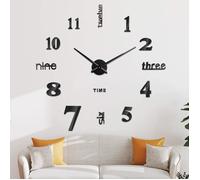 3D Horloge Murale, DIY Horloge Murale Digitale, Mouvement Silencieux, Horloge Murale Design Moderne (60-120 cm), Noir