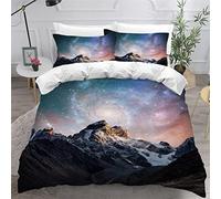 3D Housse de Couette Ciel étoilé 220x240 Adulte 2Personnes Fermeture Éclair Microfibre Ultra Doux Respirante Nébuleuse Univers Paysage Parure de Lit ado Fille Garcon 2 Taies d'oreiller 50x75