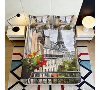 3D imprimé Balcon Paris Drap-Housse, Microfibre Couvre-lit, antidérapant