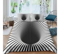 3D Imprimé Géométrique Housse de Couette, Microfibre Couvre-Lit Fermeture