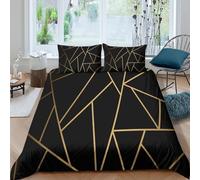 3D Imprimé Housse de Couette Géométrique, Microfibre Couvre-lit Fermeture