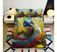 3D Imprimé Motif Serpent Fitted Sheet Microfibre Antidérapant Pochette Profonde Ensemble de Lit Chambre Couverture de Matelas Serpent Lavable pour Adulte 200x200x25cm