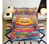 3D Imprimé Motif Sourire Coloré Fitted Sheet Microfibre Pochette Profonde Antidérapant Linge Chambre Color Mattress Fitted Cover Maison 90x200x25cm
