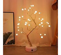 3D Lampe de table 108 LED USB Fil de Noël de Feu cuivre Arbre Veilleuse Bar Décor féerique Lumière Pour L'Maison de vacances intérieur Chambre (Pearl warm white)