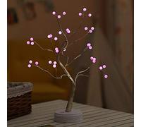 3D Lampe de table 108 LED USB Fil de Noël de Feu cuivre Arbre Veilleuse Bar Décor féerique Lumière Pour L'Maison de vacances intérieur Chambre (36leds Pearl pink)