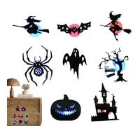 3D Light-Up Halloween Wall Decals | LED Silhouette Stickers 8-Design Set | Peel-And-Stick Layout | Mix-Match Decor Grouping,for Window, Entryway, Staircase & Party Home Decor