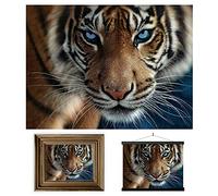 3D LiveLife Affiche Murales Lenticulaires Yeux Bleus de Deluxebase. Poster Tigre 3D sans Cadre. Décoration Murale Parfaite. Oeuvre Originale sous Licence de l'Artiste Renommé, Steve Sundram