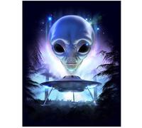 3D LiveLife Impression murale lenticulaire - Alien Landing from Deluxebase. Poster 3D Alien sans cadre. Un remplissage mural parfait. Œuvre d'art originale sous licence de l'artiste renommé, David