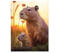 3D LiveLife Impression murale lenticulaire Capybaras mignons de Deluxebase. Poster 3D sans cadre Lapin Capybara. Remplissage mural parfait. Œuvre d'art originale.