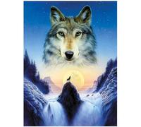 3D LiveLife Impression murale lenticulaire - Loup cosmique de Deluxebase. Poster loup 3D sans cadre. Un remplissage mural parfait.