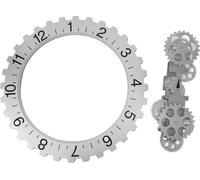 3D Moving Gear Clock Retro Large Hanging Gear Clock Rotary Mechanical Hour Wheel Wall Art Decorative Clock Silver