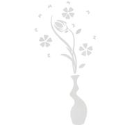 3D Mur Autocollant 1 Pièces Acrylique Sticker 3D Fleur Et Vase Miroir Sticker Mural Amovible Autocollant pour Chambre Salon Chambre Salle De Bains Décor