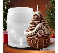 3D Noël pommes de pin maison de neige bougies moules en silicone moules de Noël pinecone chalet moules à bougie silicone vacances d'hiver pine cônes moule en silicone moule de Noël maison bougie