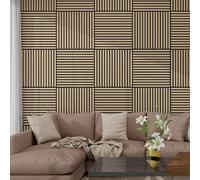 3D panneau mural acoustique set de 4 'Vang' avec lamelles rectilignes 1,44 m² aspect noyer, clair